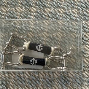 Nautical Anchor Silver and Navy Riomar shoe bearings